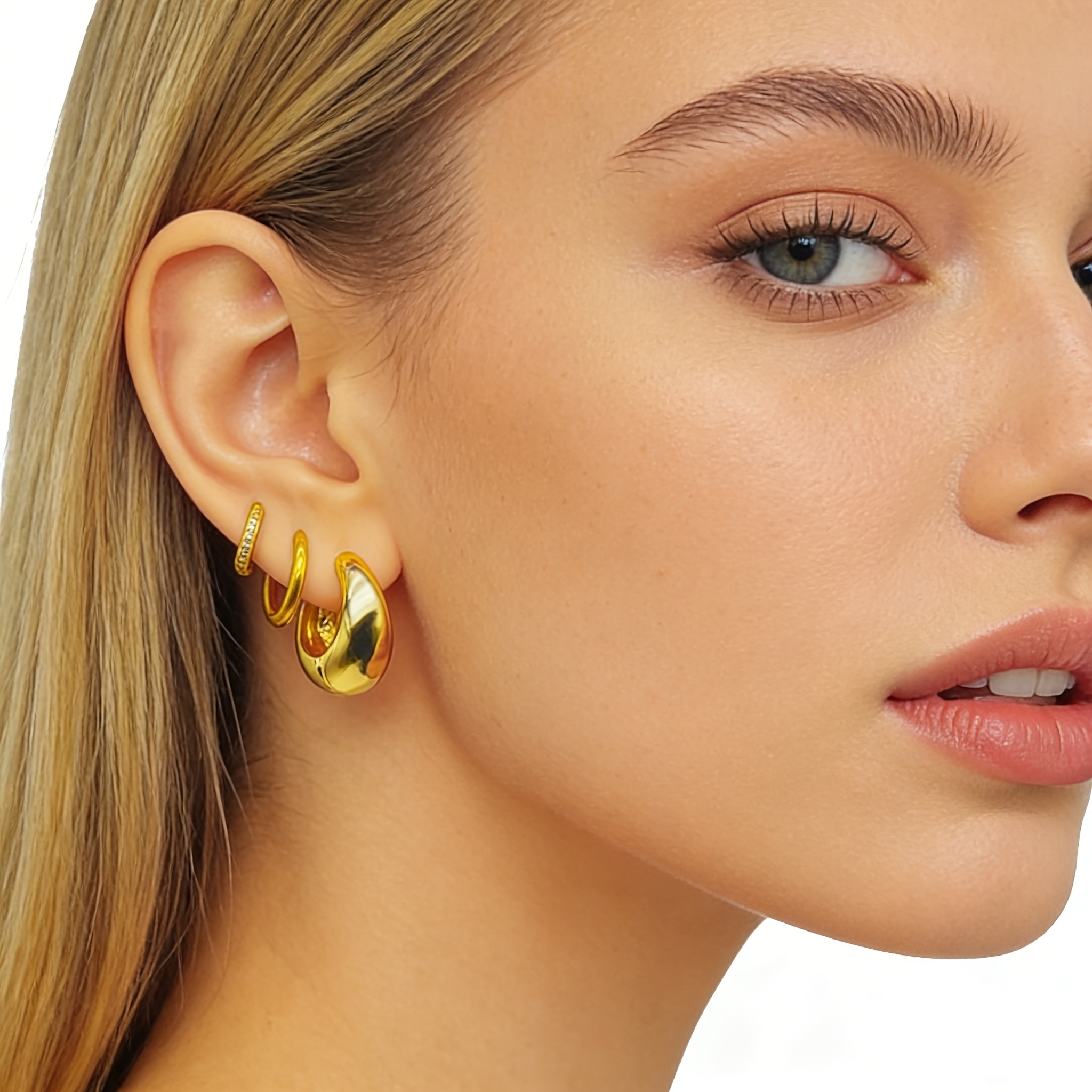 6pc Women's Elegant Hoop Earrings Set — 18K Plated